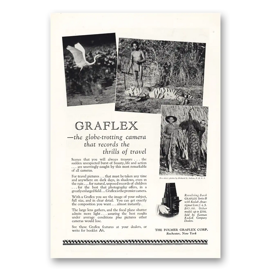 1927 Graflex Cameras Globe Trotting Camera That Records Vintage Magazine Print Ad