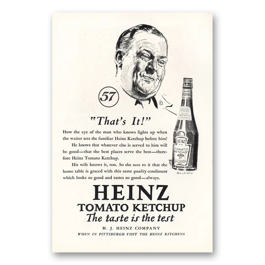 1927 Heinz 57 Tomato Ketchup That’s It Vintage Magazine Print Ad