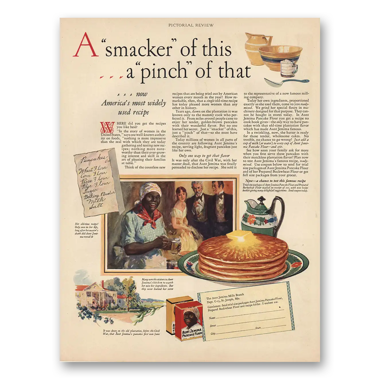 1927 Aunt Jemima Smacker Of This Pinch Of That Vintage Magazine Print Ad