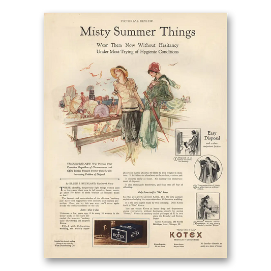 1927 Kotex Misty Summer Things Vintage Magazine Print Ad