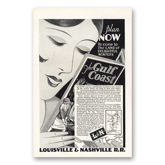 1927 Louisville & Nashville Railroad Land of Delightful Winters Gulf Coast Vintage Magazine Print Ad