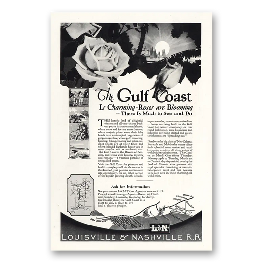 1927 Louisville & Nashville Railroad Roses are Blooming Vintage Magazine Print Ad