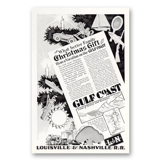 1927 Louisville & Nashville Railroad Christmas Gift Gulf Coast Vintage Magazine Print Ad