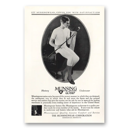 1927 Munsingwear Undergarments Union Suits Because of the Correct Manner Vintage Magazine Print Ad