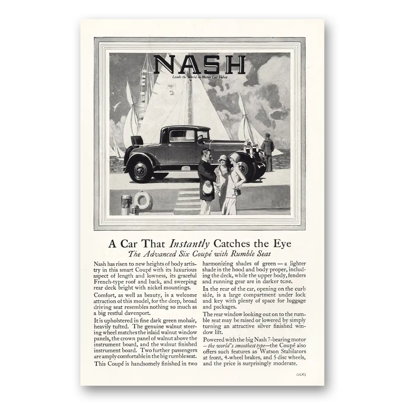 1927 Nash Motors Car That Instantly Catches the Eye Vintage Magazine Print Ad