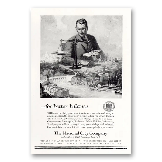 1927 National City Company Better Balance Vintage Magazine Print Ad