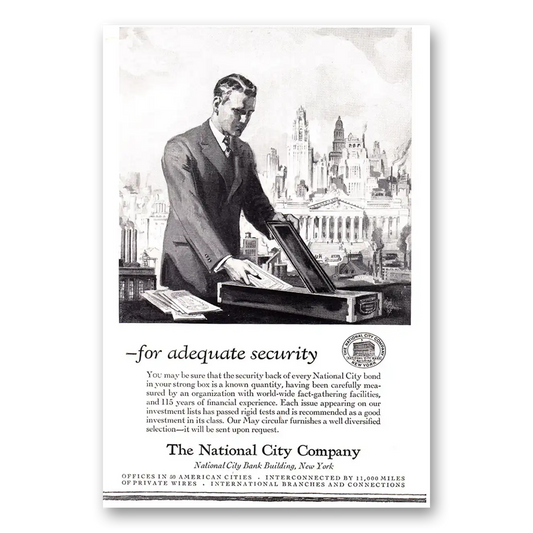 1927 National City Company For Adequate Security Vintage Magazine Print Ad