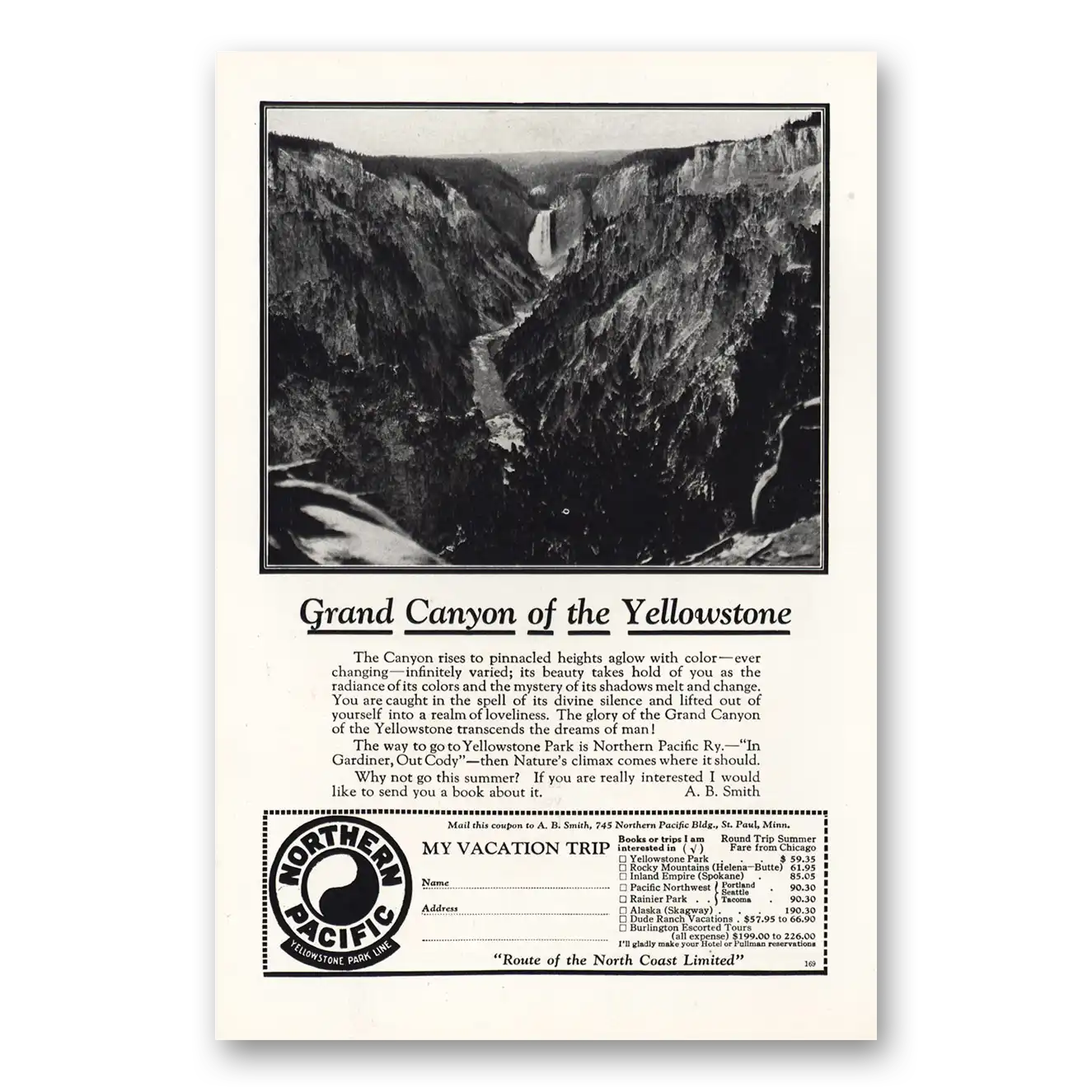 1927 Northern Pacific Railway Grand Canyon Yellowstone Vintage Magazine Print Ad