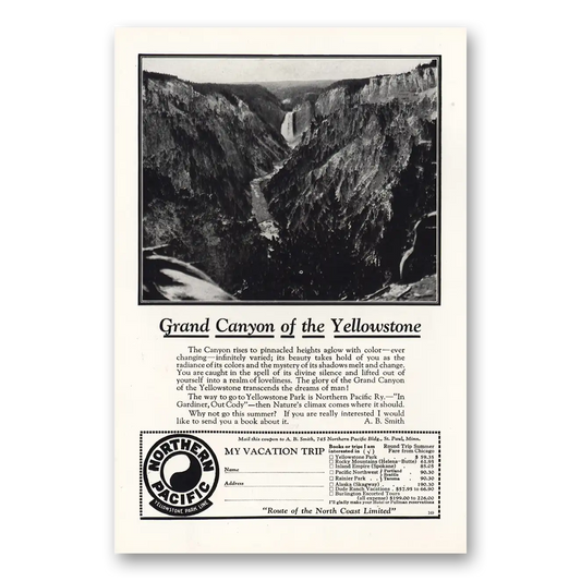 1927 Northern Pacific Railway Grand Canyon Yellowstone Vintage Magazine Print Ad