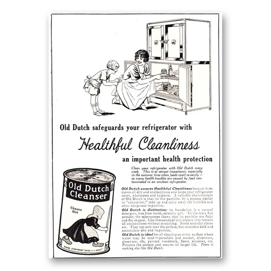 1927 Old Dutch Cleanser Healthful Cleanliness Refrigerator Vintage Magazine Print Ad