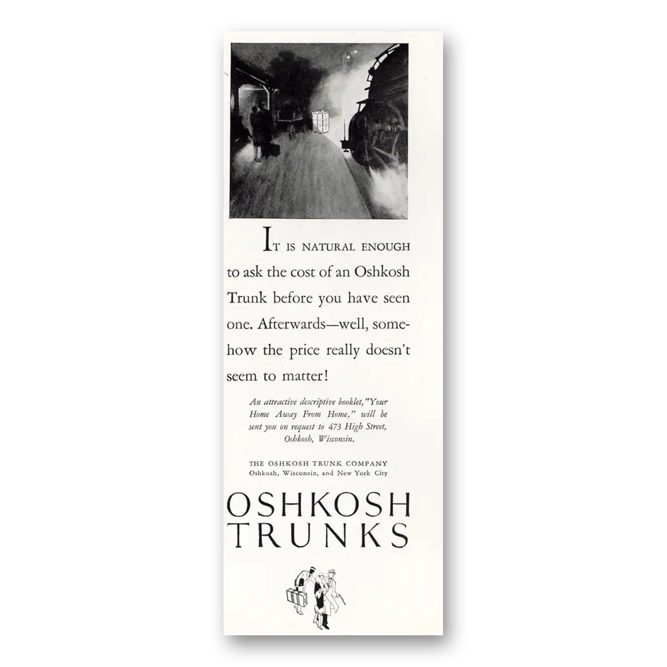 1927 Oshkosh Trunks and Luggage Natural Enough Vintage Magazine Print Ad