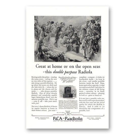 1927 RCA Radiola Radio Great at Home or Open Seas Vintage Magazine Print Ad