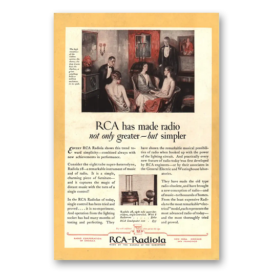 1927 RCA Radiola Radio Radio Not Only Greater But Simpler Vintage Magazine Print Ad