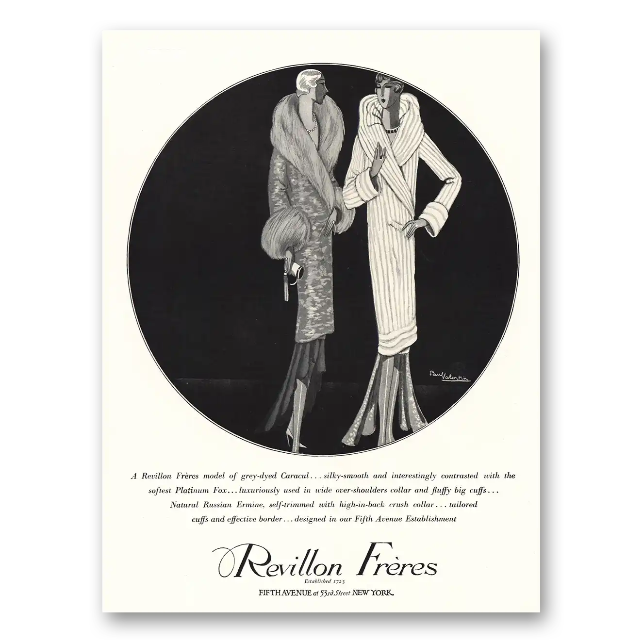 1927 Revillon Freres Grey Dyed Caracul Vintage Magazine Print Ad