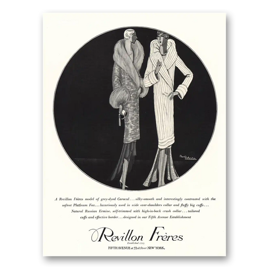 1927 Revillon Freres Grey Dyed Caracul Vintage Magazine Print Ad