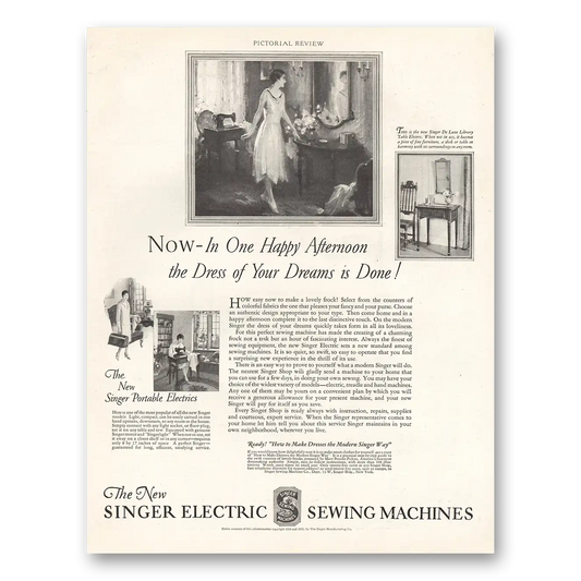 1927 Singer Sewing Machine One Happy Afternoon Vintage Magazine Print Ad