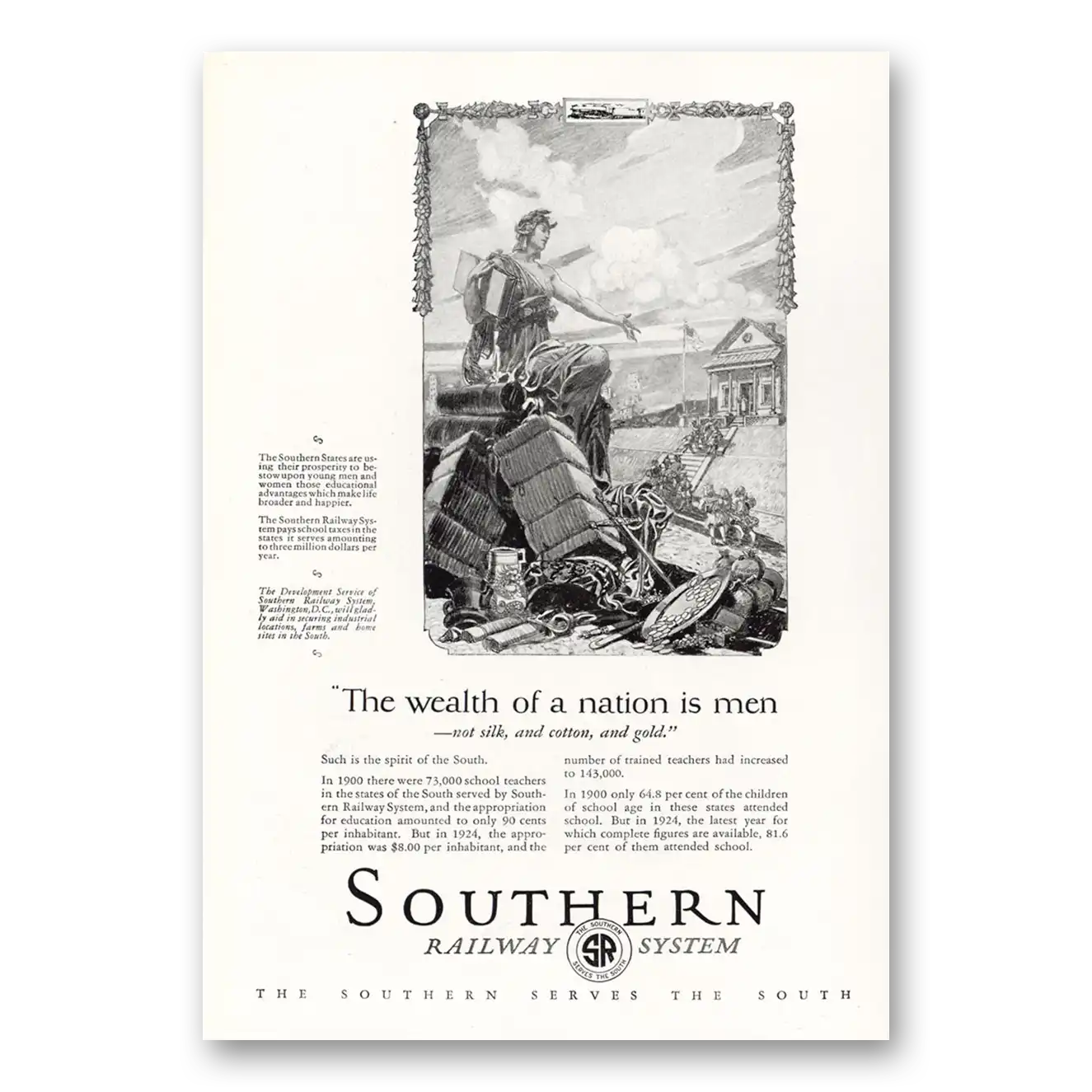 1927 Southern Railway Wealth of Nation Is Men Vintage Magazine Print Ad