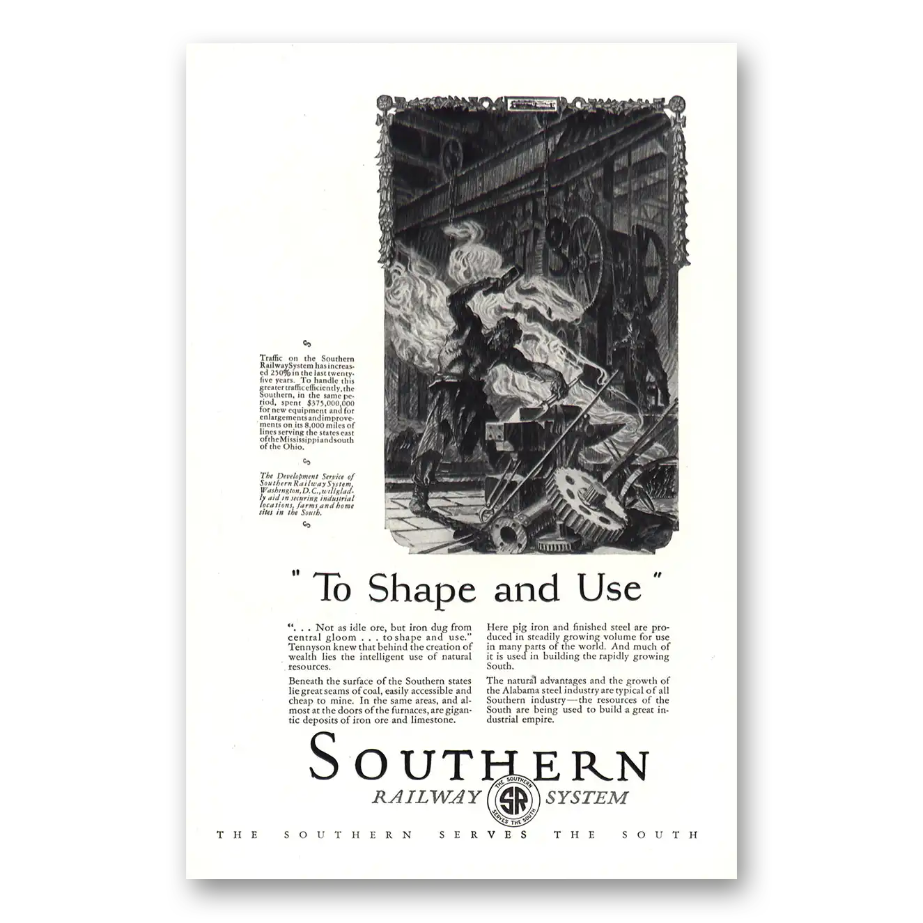 1927 Southern Railway To Shape and Use Vintage Magazine Print Ad