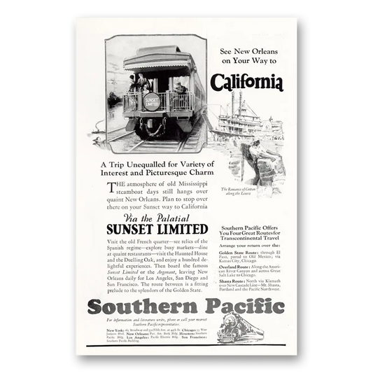 1927 Southern Pacific New Orleans On Your Way to California Vintage Magazine Print Ad