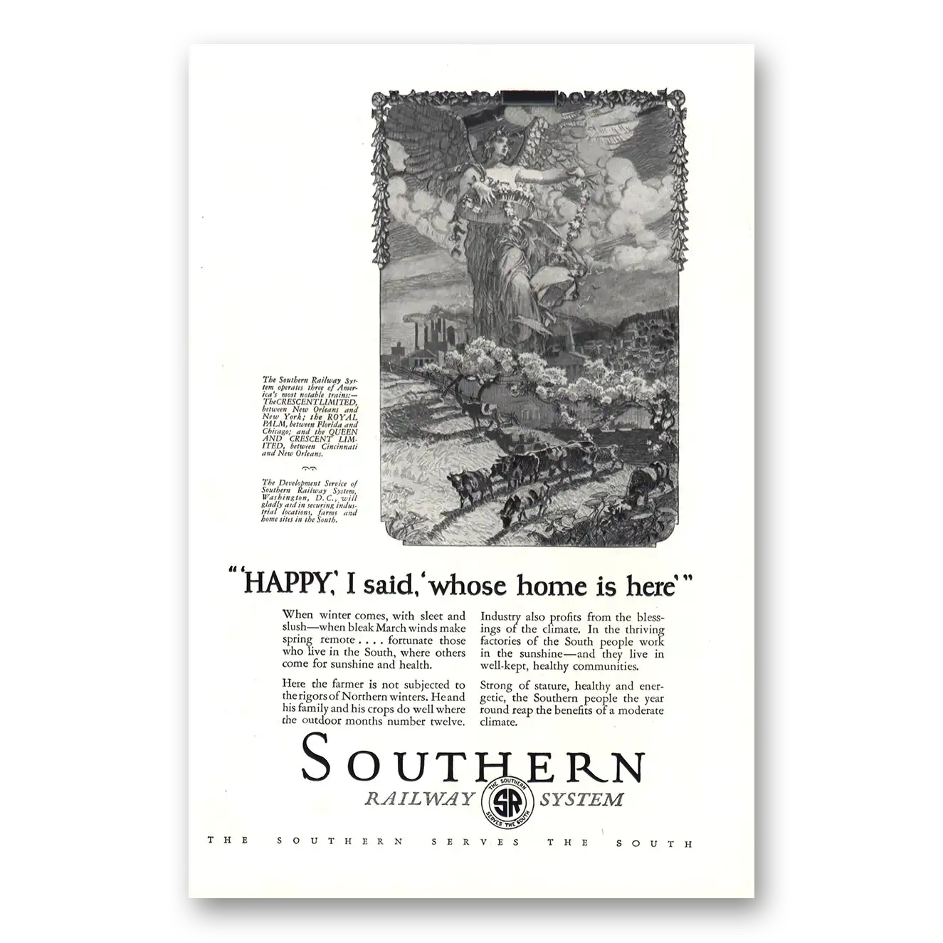 1927 Southern Railway Happy I Said Whose Home Is Here Vintage Magazine Print Ad