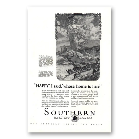 1927 Southern Railway Happy I Said Whose Home Is Here Vintage Magazine Print Ad