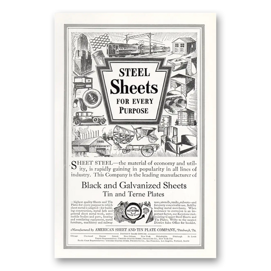 1927 American Sheet and Tin Plate Steel Sheets for Every Purpose Vintage Magazine Print Ad