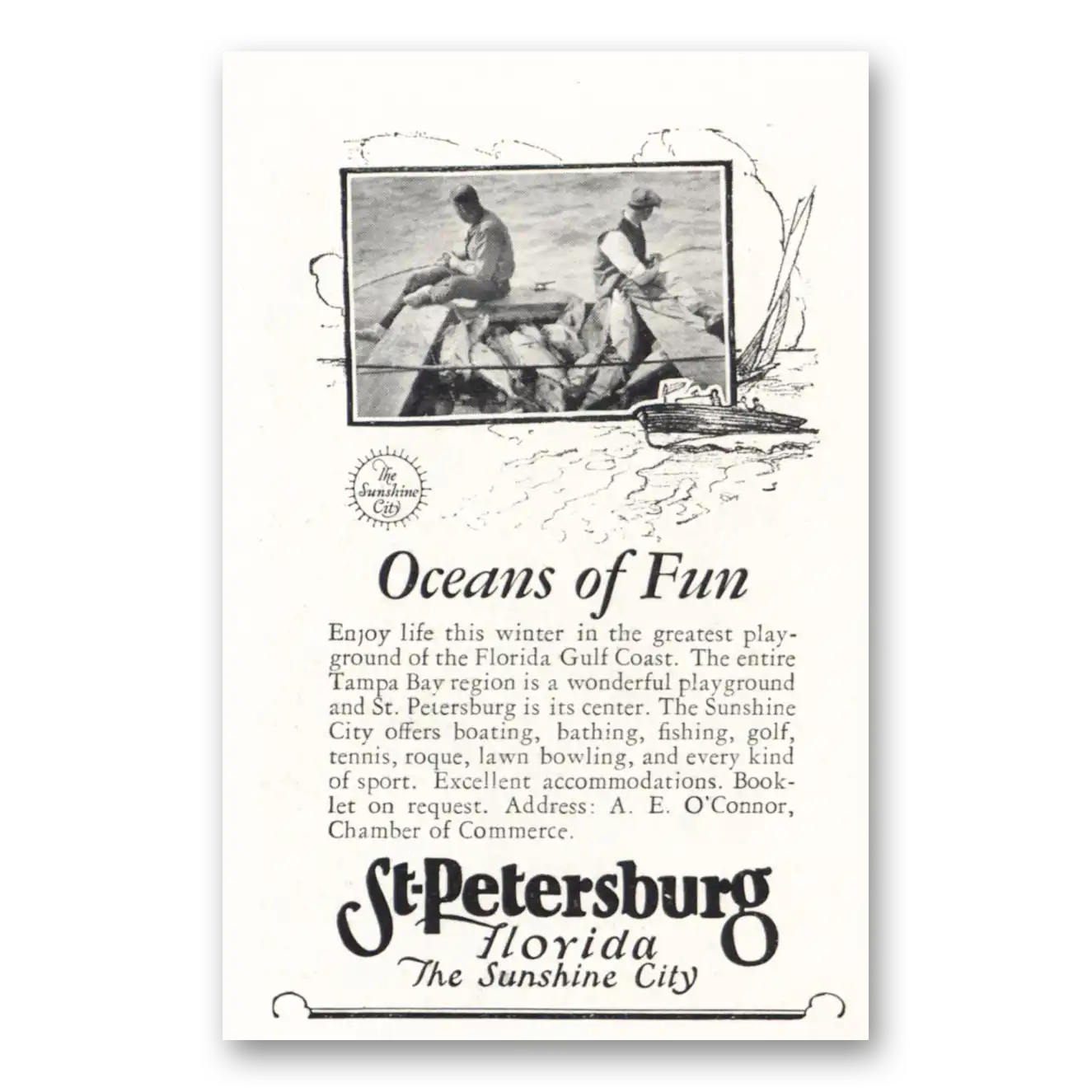 1927 St Petersburg Florida Oceans of Fun Vintage Magazine Print Ad