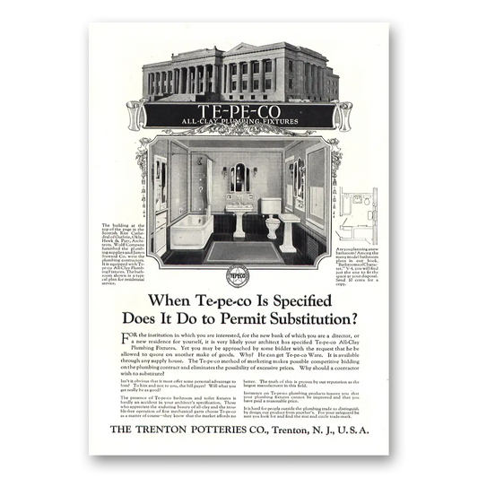 1927 Trenton Potteries Scottish Rite Cathedral Oklahoma Vintage Magazine Print Ad