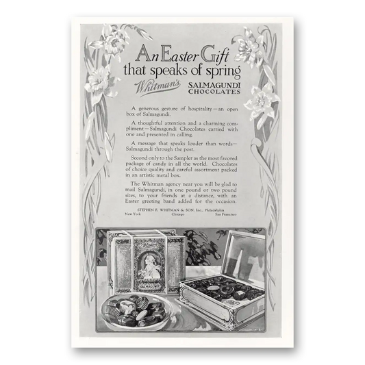 1927 Whitmans Chocolates Salmagundi Chocolates Easter Gift Vintage Magazine Print Ad