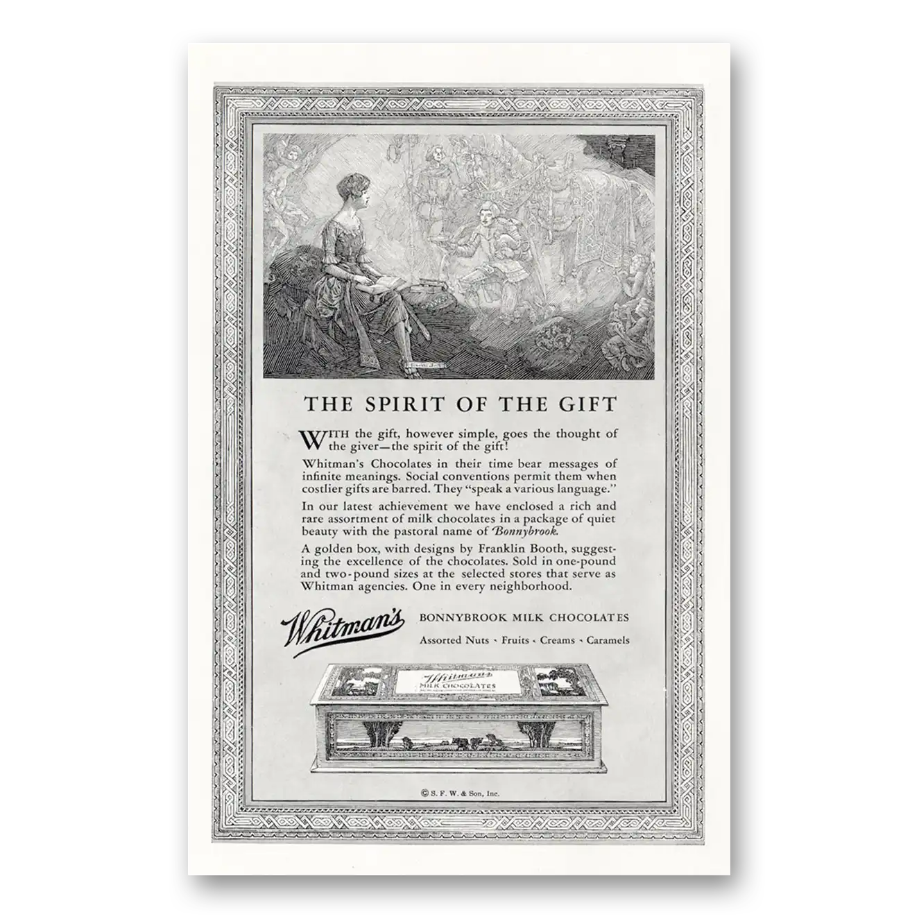 1927 Whitmans Chocolates Spirit of the Gift Vintage Magazine Print Ad