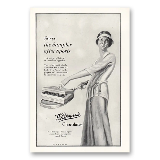 1927 Whitmans Chocolates Serve the Sampler After Sports Vintage Magazine Print Ad