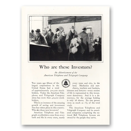 1928 American Telephone Who Are These Investors Vintage Magazine Print Ad