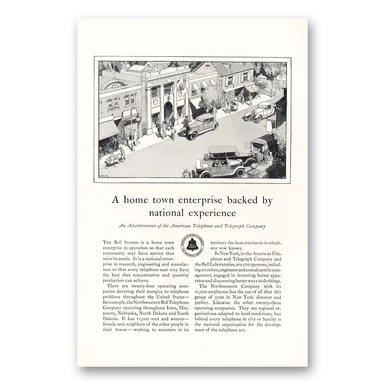 1928 American Telephone Home Town Enterprise Vintage Magazine Print Ad