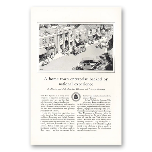 1928 American Telephone Home Town Enterprise Vintage Magazine Print Ad