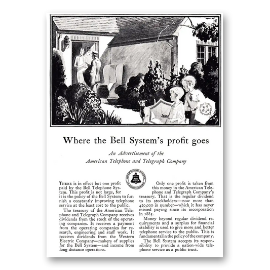 1928 American Telephone Where the Bell Systems Profit Goes Vintage Magazine Print Ad