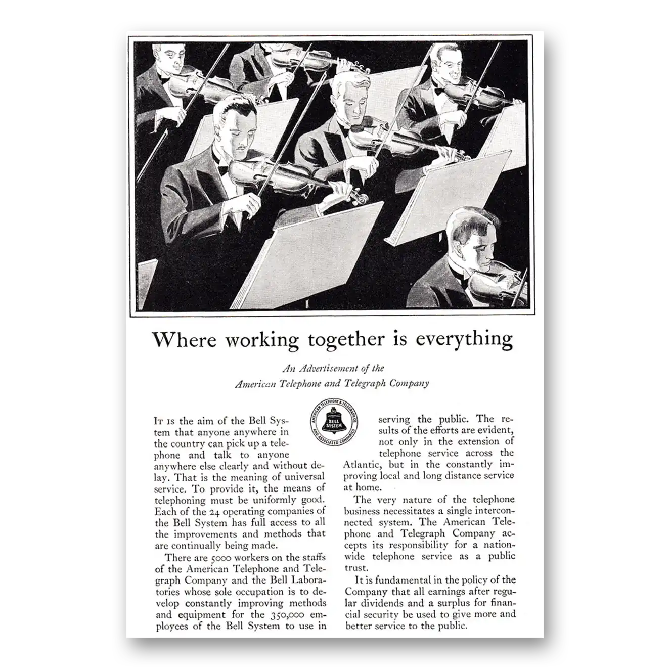 1928 American Telephone Where Working Together is Everything Vintage Magazine Print Ad