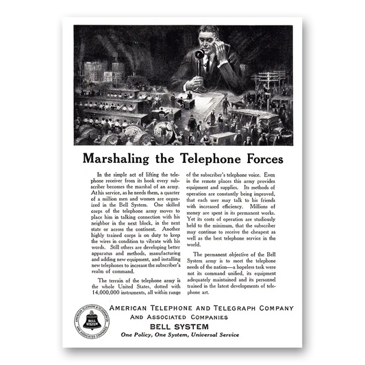 1928 American Telephone Marshaling the Telephone Forces Vintage Magazine Print Ad