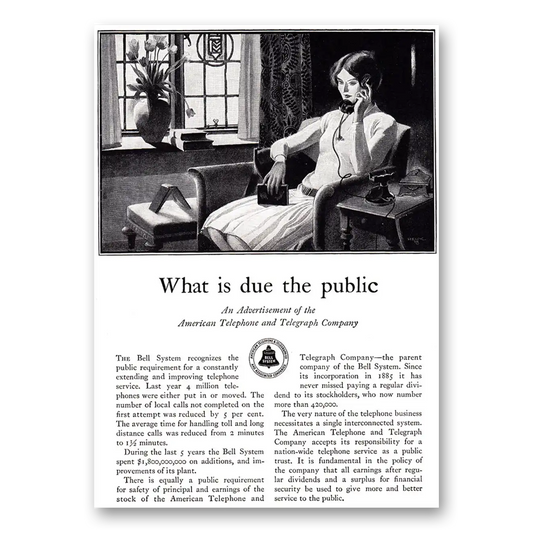 1928 American Telephone What is Due the Public Vintage Magazine Print Ad