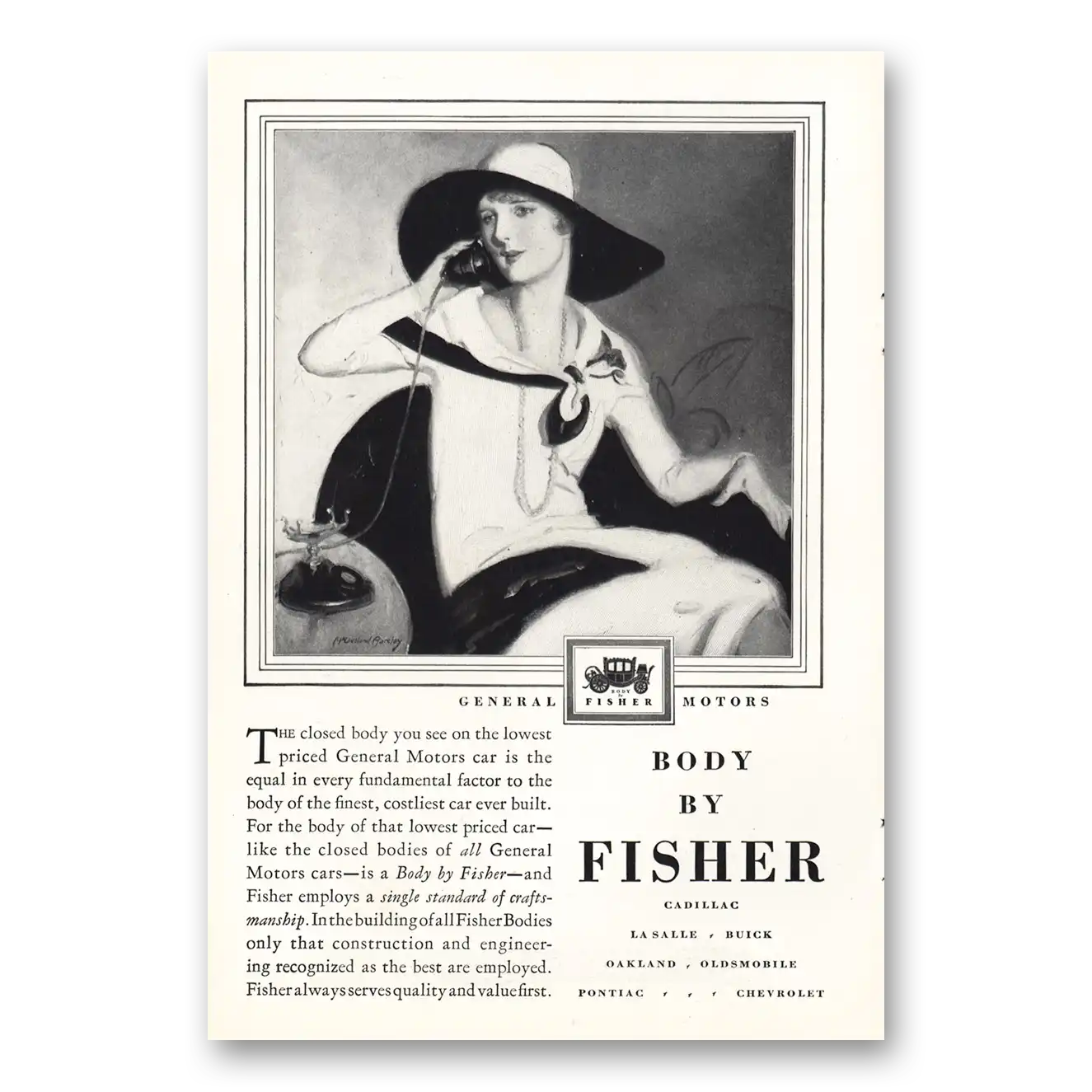 1928 Body by Fisher Closed Body Vintage Magazine Print Ad