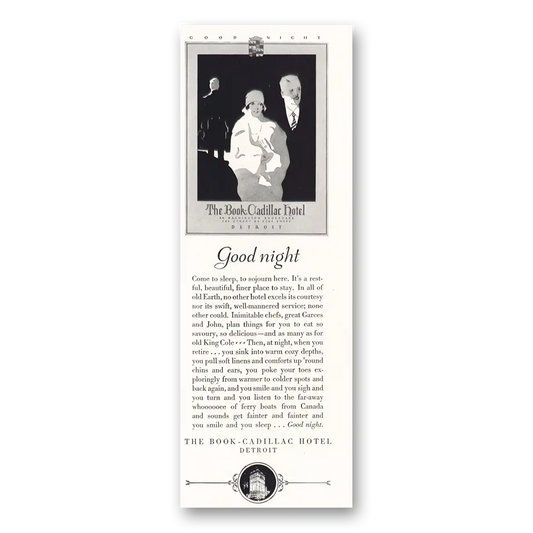 1928 Book Cadillac Hotel Come To Sleep To Sojourn Here Vintage Magazine Print Ad