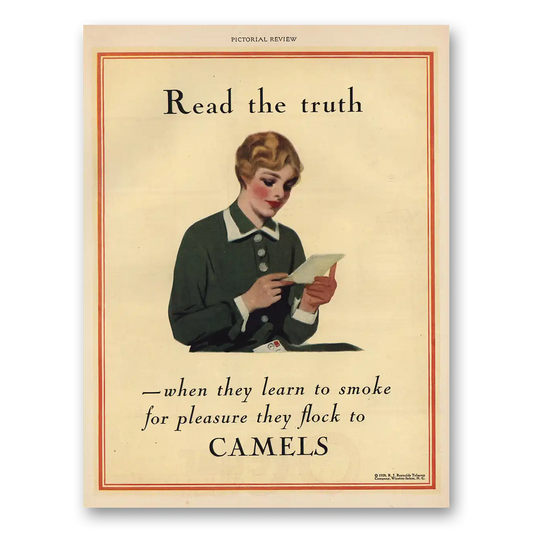 1928 Camel Cigarettes Read the Truth When They Learn to Smoke Vintage Magazine Print Ad