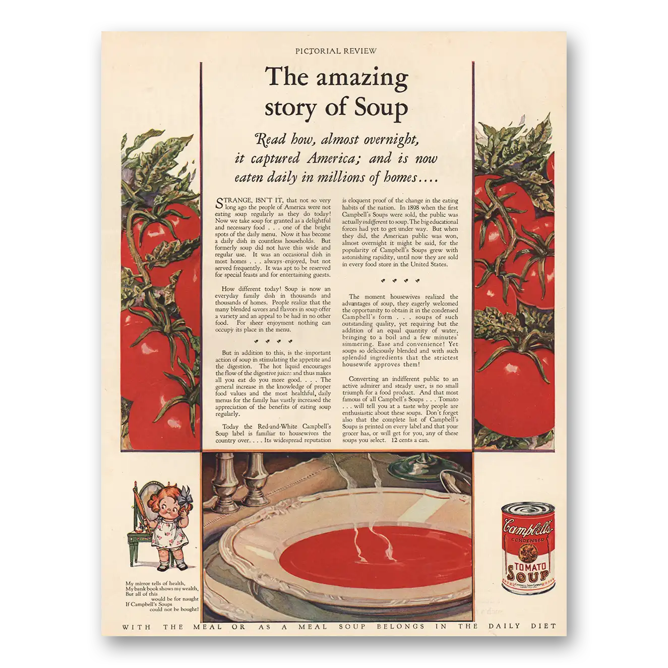 1928 Campbells Tomato Soup Amazing Story of Soup Vintage Magazine Print Ad