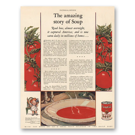 1928 Campbells Tomato Soup Amazing Story of Soup Vintage Magazine Print Ad