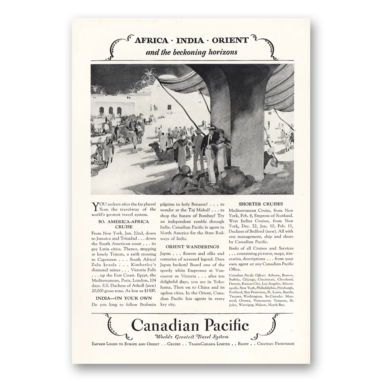 1928 Canadian Pacific Africa India Orient Vintage Magazine Print Ad