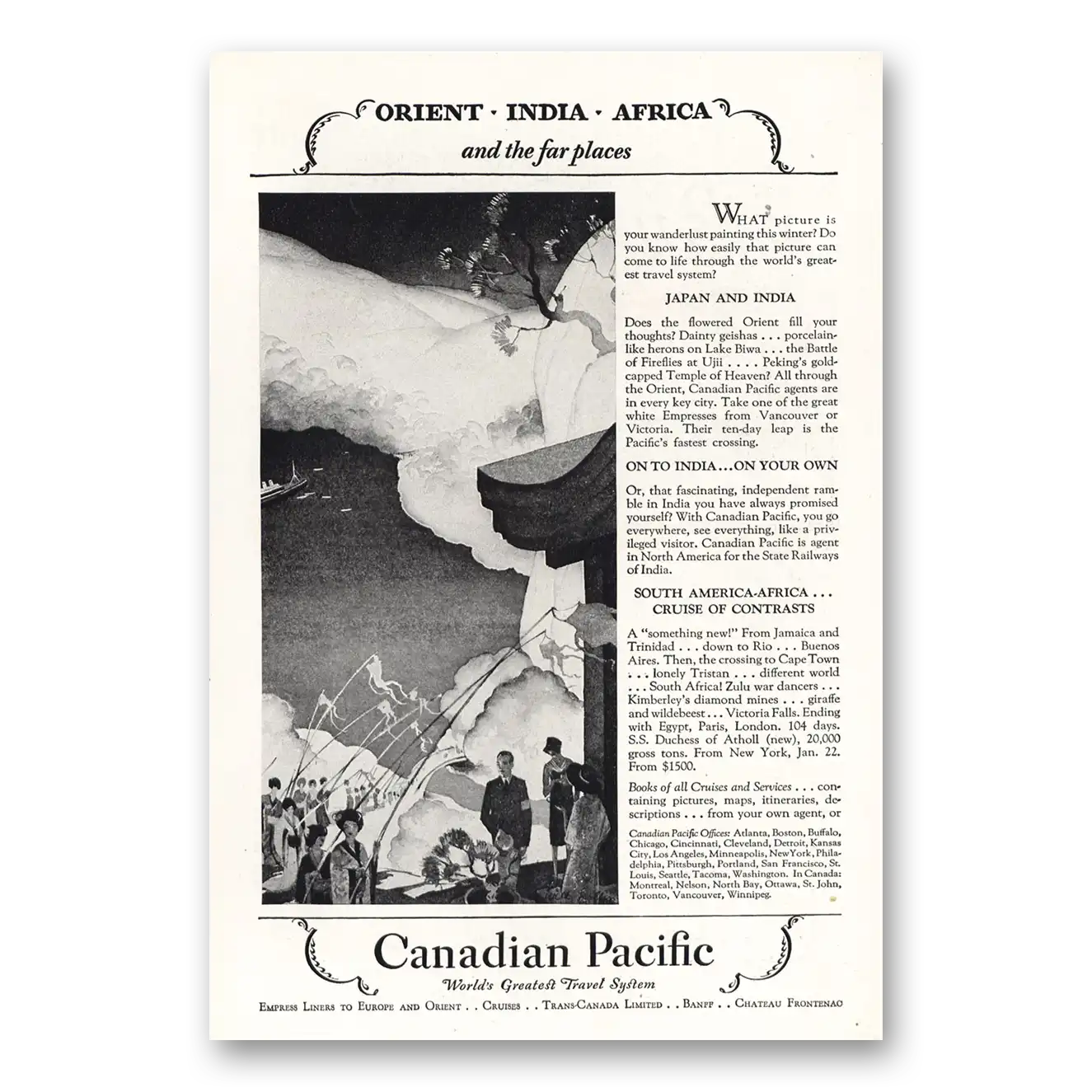 1928 Canadian Pacific Orient India Africa Far Places Vintage Magazine Print Ad