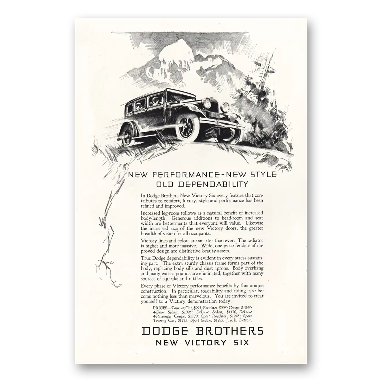 1928 Dodge Victory Six Victory Six New Performance New Style Vintage Magazine Print Ad