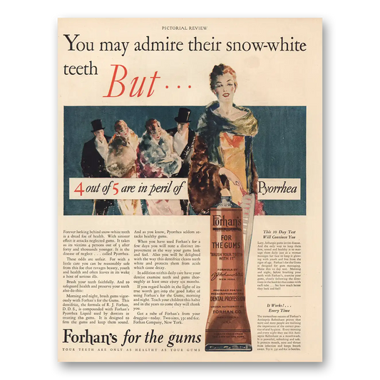 1928 Forhans Admire Their Snow White Teeth Vintage Magazine Print Ad