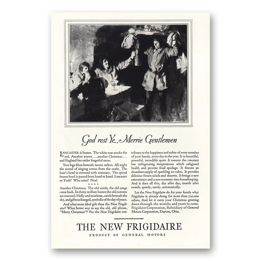 1928 Frigidaire Refrigerator God Rest Ye Merrie Gentlemen Vintage Magazine Print Ad