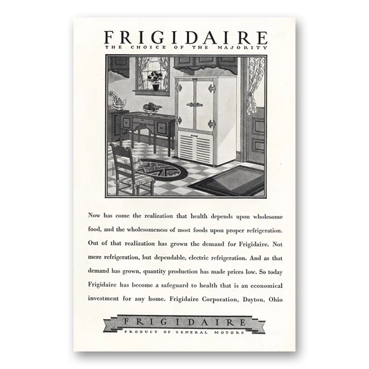 1928 Frigidaire Refrigerator Choice of the Majority Vintage Magazine Print Ad