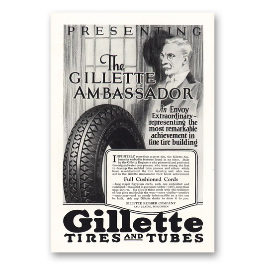 1928 Gillette Rubber Ambassador Envoy Extraordinary Vintage Magazine Print Ad